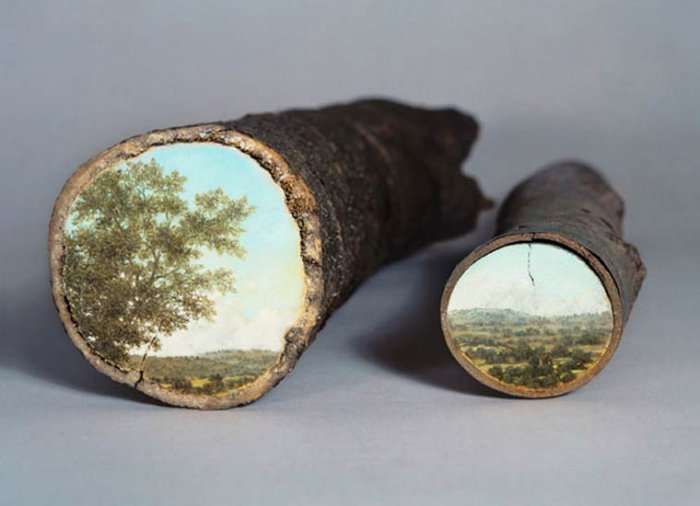 Картины на срезах деревьев Alison Moritsugu 