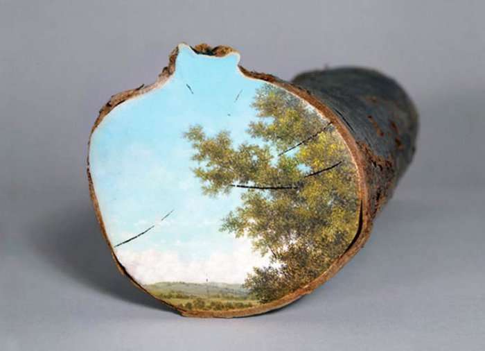 Картины на срезах деревьев Alison Moritsugu 