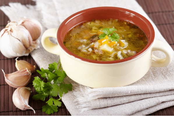 Рассольник с рисом и солеными огурцами