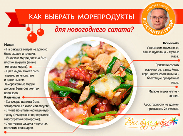 Как правильно выбрать кальмара при покупке