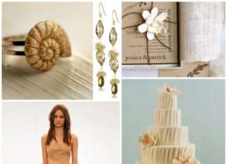 Весільне фото-сет: сукня кольору засмаги від Vera Wang