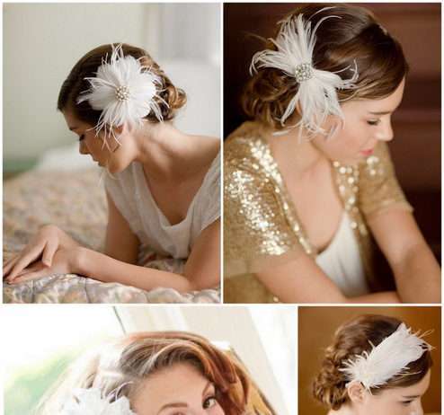 Прикраси для волосся з квітами і пірям від LoBoheme