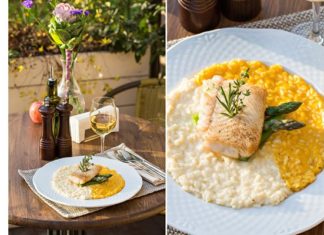 Вершково – гарбузове різотто з обсмаженою філе судака.