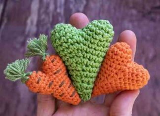 Валентинка любов-морква! витягнуте сердечко, пов’язане гачком